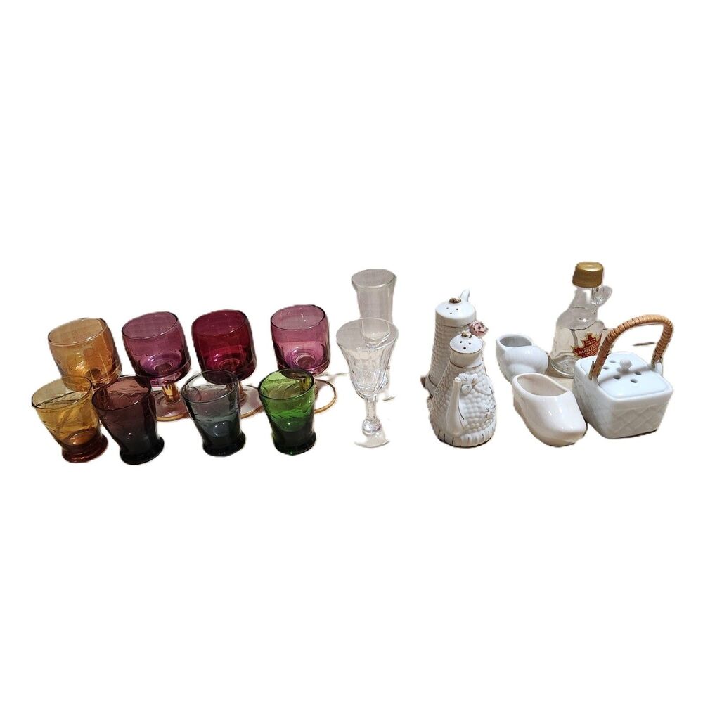 Glass & Ceramic Knick Knacks Lot w/ Salt & Pepper Shakers Decor & Play